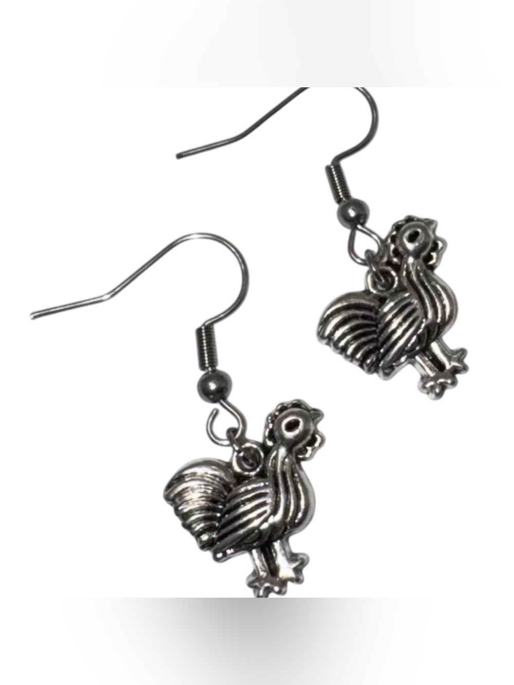 Rooster Chicken Charms Handmade Dangle/Fishhook Earrings